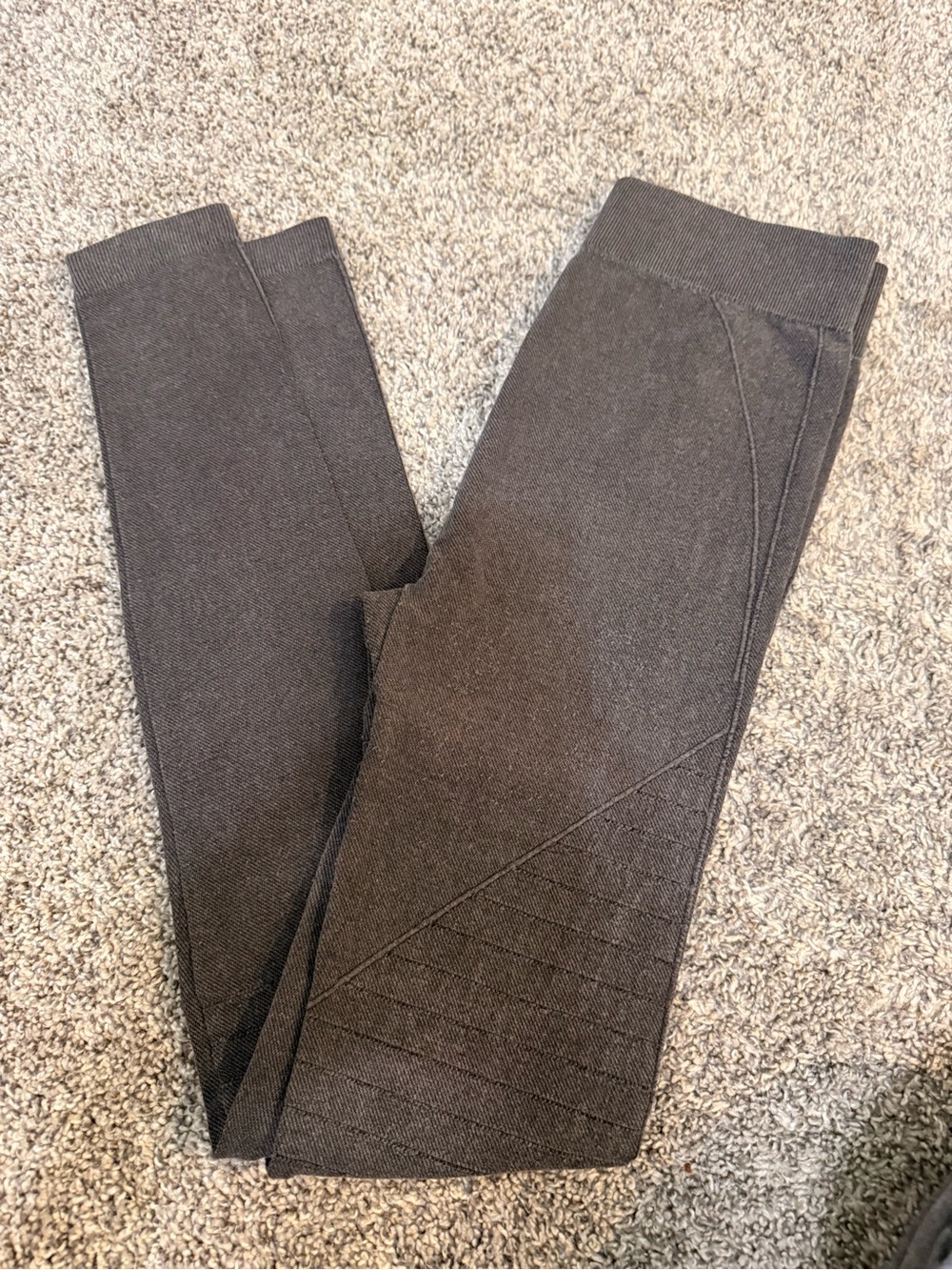 Women's Charcoal Knit Jeggings with Panel Detail